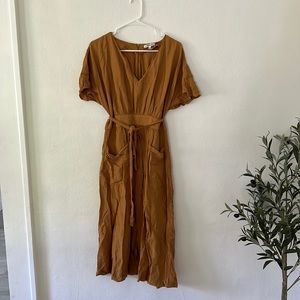 Madewell Midi Dress in Rust Brown